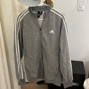 Adidas light grey track jacket. Oversized fit in size L. 🤍